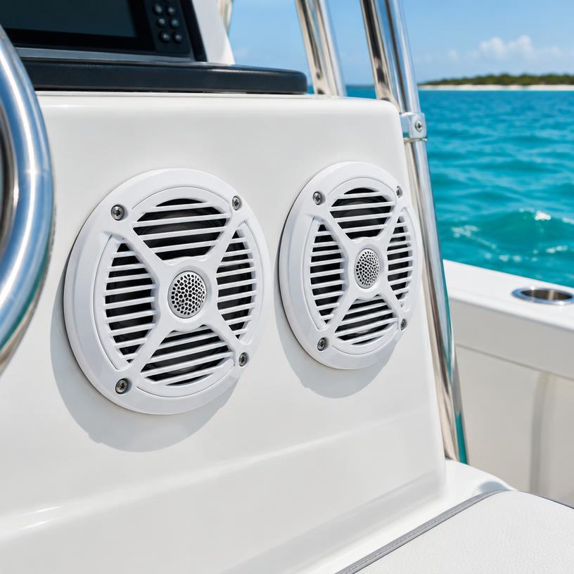 Bowrider Boat Amazing Photo by www.BOWRIDER-BOATS.com — Waterproof Marine Speakers Pair, illustrative boating accessory photo, not an exact listing. Images Created by www.Bowrider-Boats.com