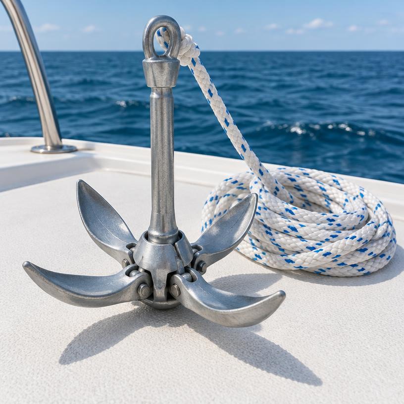 Bowrider Boat Amazing Photo by www.BOWRIDER-BOATS.com — Folding Grapnel Anchor, illustrative boating accessory photo, not an exact listing. Images Created by www.Bowrider-Boats.com