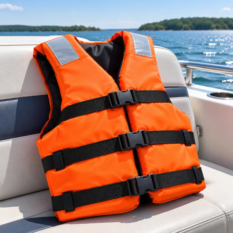 Bowrider Boat Amazing Photo by www.BOWRIDER-BOATS.com — Adult Life Jacket PFD, illustrative boating accessory photo, not an exact listing. Images Created by www.Bowrider-Boats.com