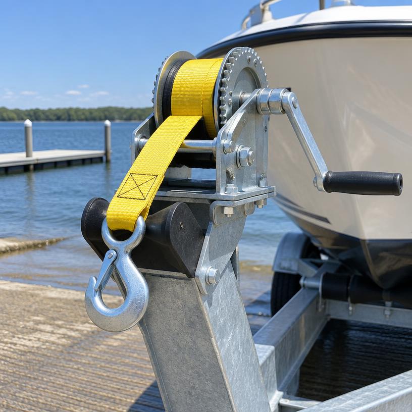 Bowrider Boat Amazing Photo by www.BOWRIDER-BOATS.com — Trailer Winch with Strap, illustrative boating accessory photo, not an exact listing. Images Created by www.Bowrider-Boats.com