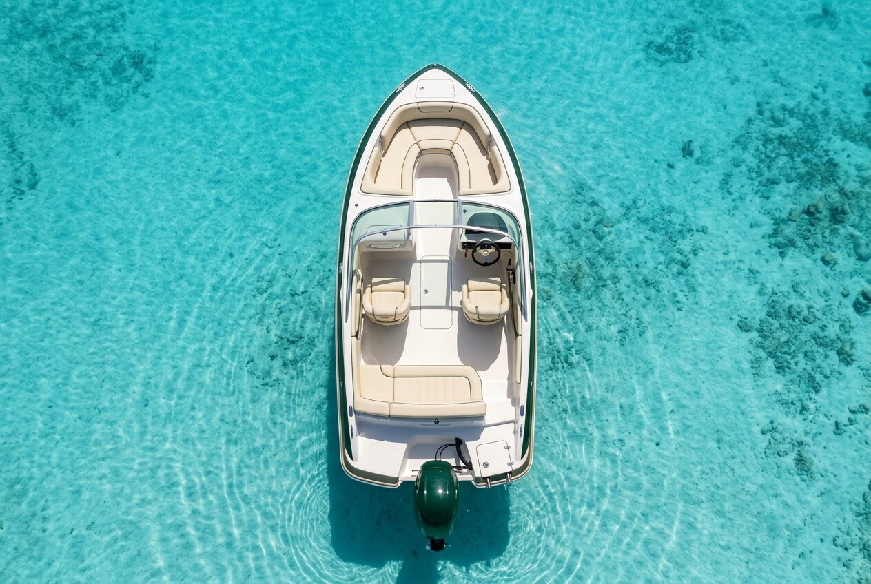 Stessco Sunseeker 480 Bowrider Amazing Photo by www.BOWRIDER-BOATS.com — Stessco Sunseeker 480 bowrider boat, on the water, 15.8 ft aluminium hull with outboard propulsion. Images Created by www.Bowrider-Boats.com