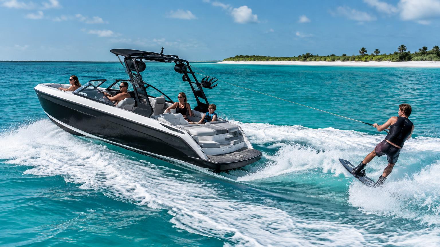 Maxum 1900 SR Bowrider Amazing Photo by www.BOWRIDER-BOATS.com — Maxum 1900 SR bowrider boat, on the water, 19.0 ft fibreglass hull with stern drive propulsion. Images Created by www.Bowrider-Boats.com
