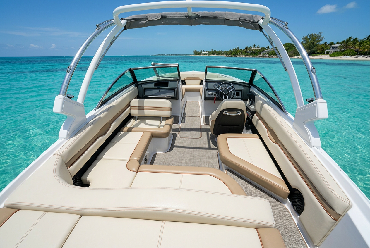 Stingray Boats 191DC Bowrider Amazing Photo by www.BOWRIDER-BOATS.com — Stingray Boats 191DC bowrider boat, on the water, 19.1 ft fibreglass hull with outboard propulsion. Images Created by www.Bowrider-Boats.com