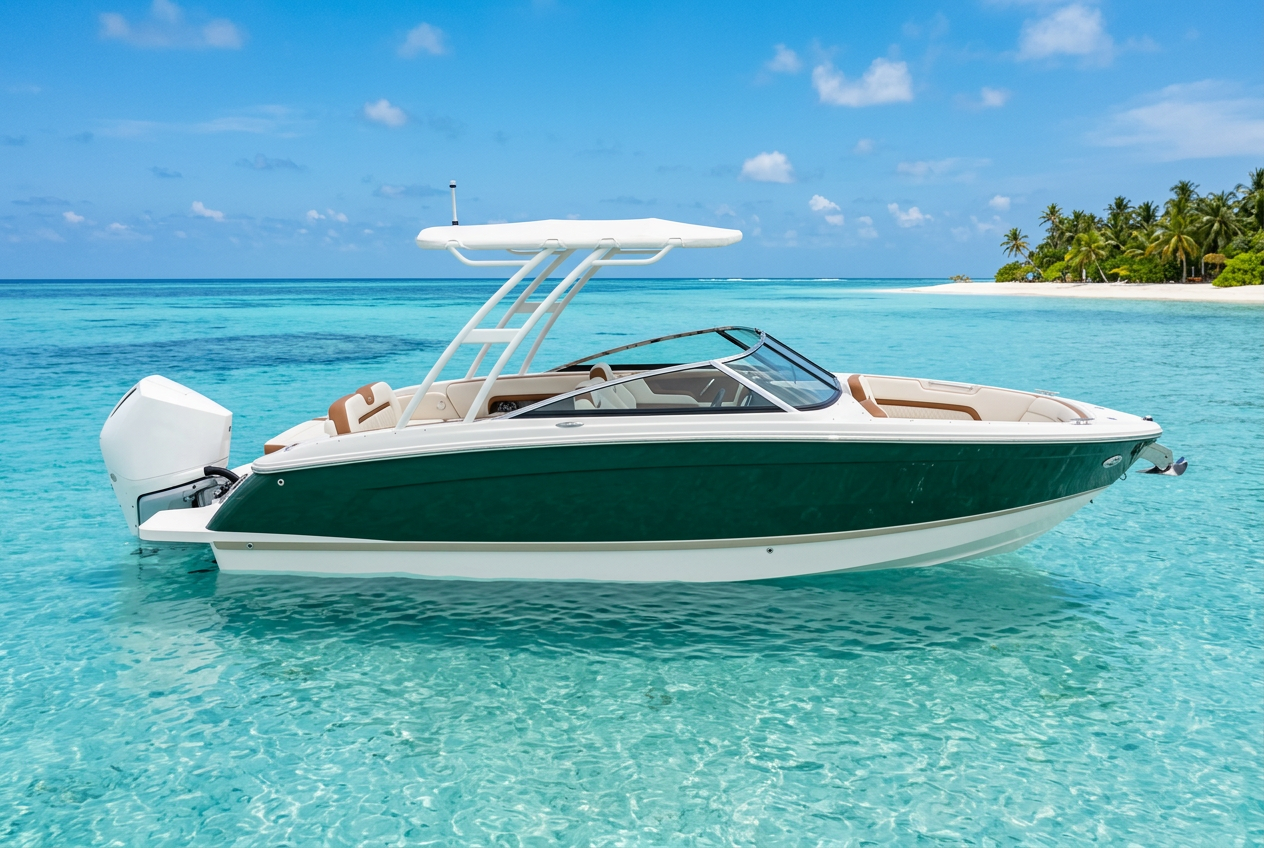 Nautique (Correct Craft) G23 Bowrider Amazing Photo by www.BOWRIDER-BOATS.com — Nautique (Correct Craft) G23 bowrider boat, on the water, 23.0 ft fibreglass hull with inboard propulsion. Images Created by www.Bowrider-Boats.com