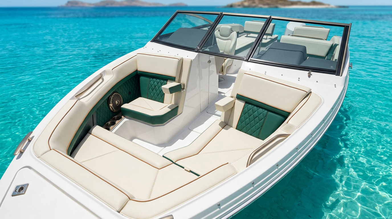 Cruise Craft Outsider 685 Bowrider Amazing Photo by www.BOWRIDER-BOATS.com — Cruise Craft Outsider 685 bowrider boat, on the water, 22.5 ft fibreglass hull with outboard propulsion. Images Created by www.Bowrider-Boats.com
