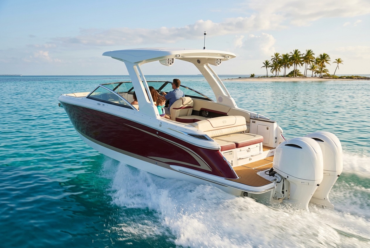 Nautique (Correct Craft) GS22 Bowrider Amazing Photo by www.BOWRIDER-BOATS.com — Nautique (Correct Craft) GS22 bowrider boat, on the water, 22.0 ft fibreglass hull with inboard propulsion. Images Created by www.Bowrider-Boats.com