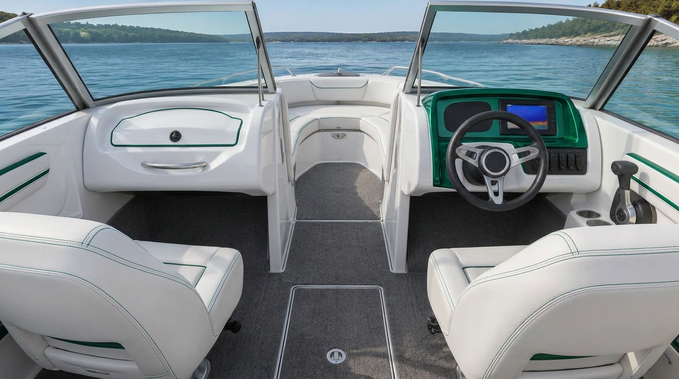 Larson LX 195 Bowrider Amazing Photo by www.BOWRIDER-BOATS.com — Larson LX 195 bowrider boat, on the water, 19.5 ft fibreglass hull with outboard propulsion. Images Created by www.Bowrider-Boats.com