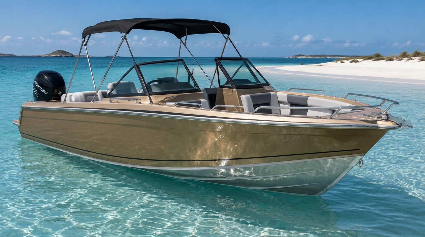 Bryant Boats Sportif 233 Bowrider Amazing Photo by www.BOWRIDER-BOATS.com — Bryant Boats Sportif 233 bowrider boat, on the water, 23.3 ft fibreglass hull with stern drive propulsion. Images Created by www.Bowrider-Boats.com