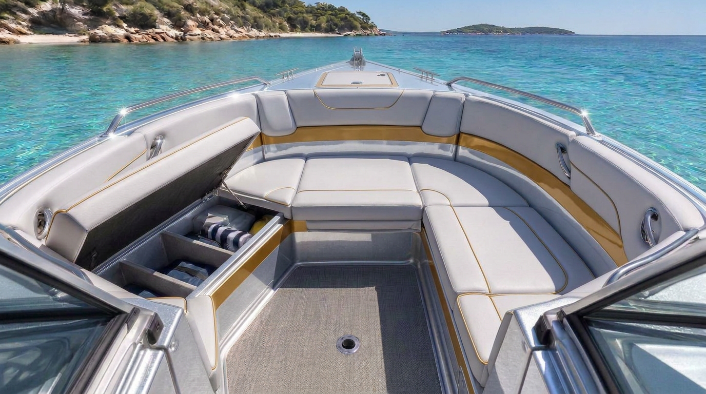 Four Winns HD Series Bowrider Amazing Photo by www.BOWRIDER-BOATS.com — Four Winns HD Series bowrider boat, on the water, 20.5 ft fibreglass hull with outboard propulsion. Images Created by www.Bowrider-Boats.com