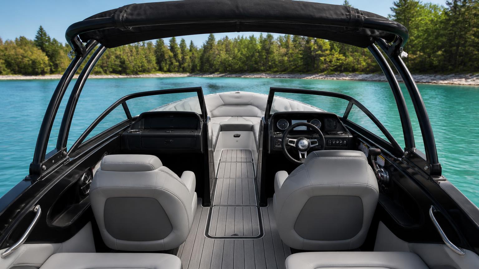 Nautique (Correct Craft) Ski Nautique Bowrider Amazing Photo by www.BOWRIDER-BOATS.com — Nautique (Correct Craft) Ski Nautique bowrider boat, on the water, 20.5 ft fibreglass hull with inboard propulsion. Images Created by www.Bowrider-Boats.com